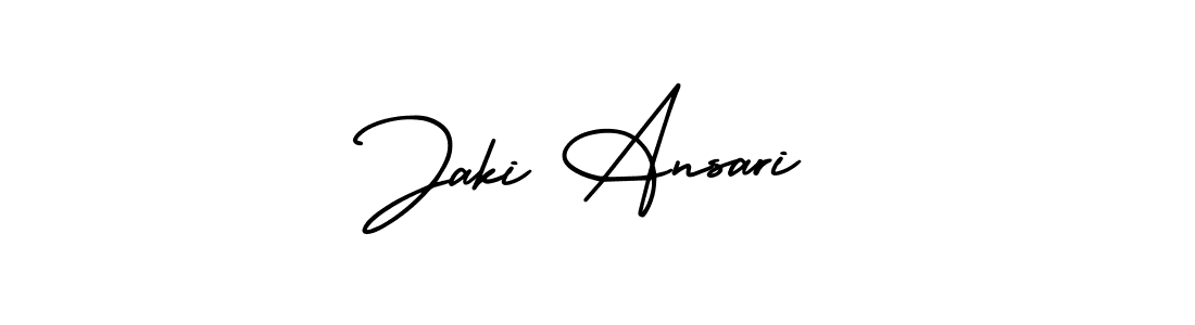 You should practise on your own different ways (AmerikaSignatureDemo-Regular) to write your name (Jaki Ansari) in signature. don't let someone else do it for you. Jaki Ansari signature style 3 images and pictures png