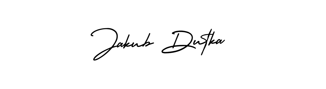 The best way (AmerikaSignatureDemo-Regular) to make a short signature is to pick only two or three words in your name. The name Jakub Dutka include a total of six letters. For converting this name. Jakub Dutka signature style 3 images and pictures png