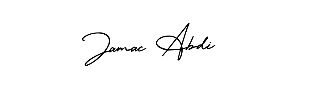 Jamac Abdi stylish signature style. Best Handwritten Sign (AmerikaSignatureDemo-Regular) for my name. Handwritten Signature Collection Ideas for my name Jamac Abdi. Jamac Abdi signature style 3 images and pictures png