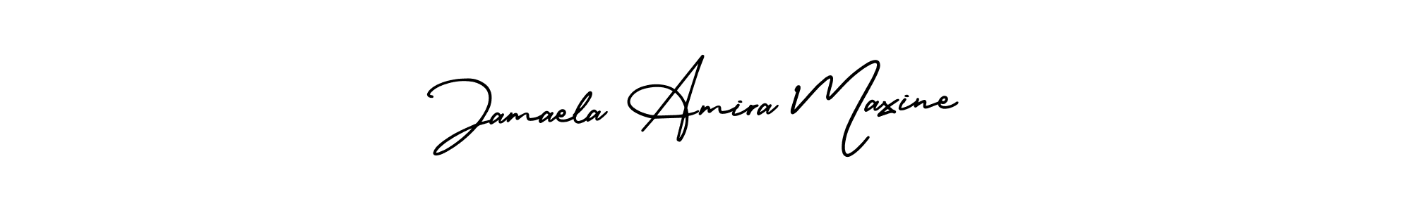 This is the best signature style for the Jamaela Amira Maxine name. Also you like these signature font (AmerikaSignatureDemo-Regular). Mix name signature. Jamaela Amira Maxine signature style 3 images and pictures png