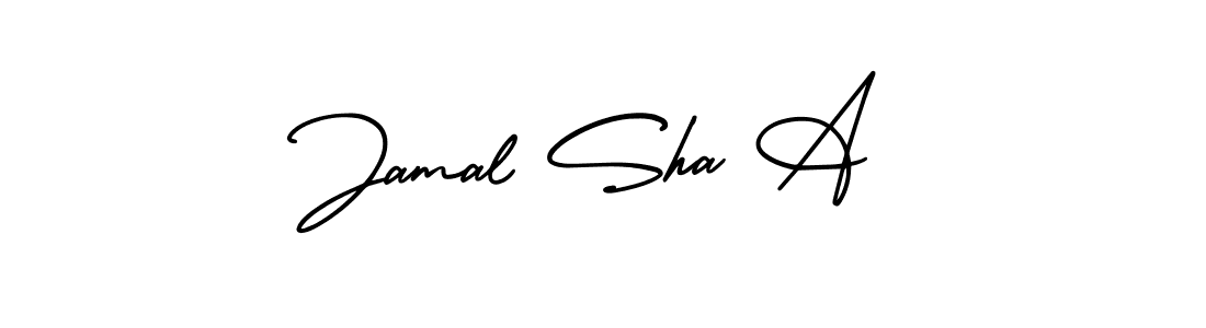 The best way (AmerikaSignatureDemo-Regular) to make a short signature is to pick only two or three words in your name. The name Jamal Sha A include a total of six letters. For converting this name. Jamal Sha A signature style 3 images and pictures png