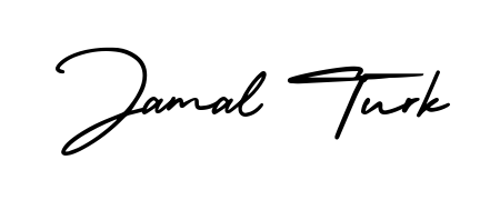 A timeless handwritten aesthetic for Jamal Turk. The AmerikaSignatureDemo-Regular font gives your signature a handcrafted feel with natural curves. Jamal Turk signature style 3 images and pictures png