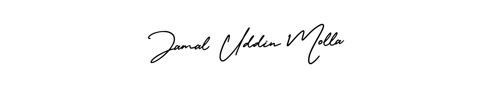 You should practise on your own different ways (AmerikaSignatureDemo-Regular) to write your name (Jamal Uddin Molla) in signature. don't let someone else do it for you. Jamal Uddin Molla signature style 3 images and pictures png
