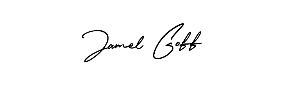 This is the best signature style for the Jamel Goff name. Also you like these signature font (AmerikaSignatureDemo-Regular). Mix name signature. Jamel Goff signature style 3 images and pictures png