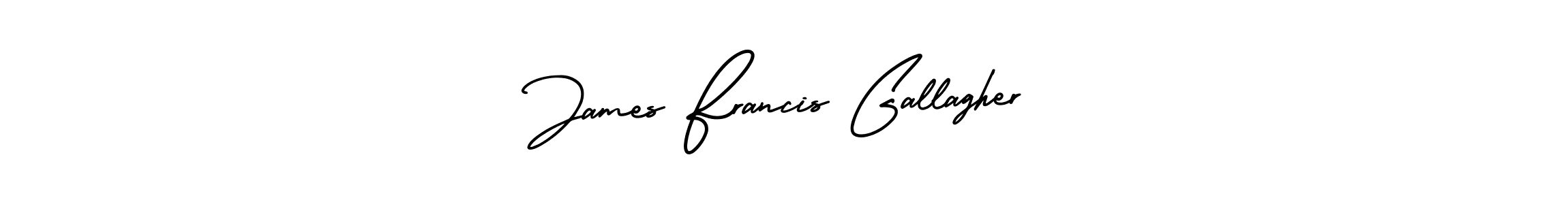 The best way (AmerikaSignatureDemo-Regular) to make a short signature is to pick only two or three words in your name. The name James Francis Gallagher include a total of six letters. For converting this name. James Francis Gallagher signature style 3 images and pictures png