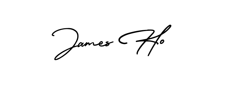 You should practise on your own different ways (AmerikaSignatureDemo-Regular) to write your name (James Ho) in signature. don't let someone else do it for you. James Ho signature style 3 images and pictures png