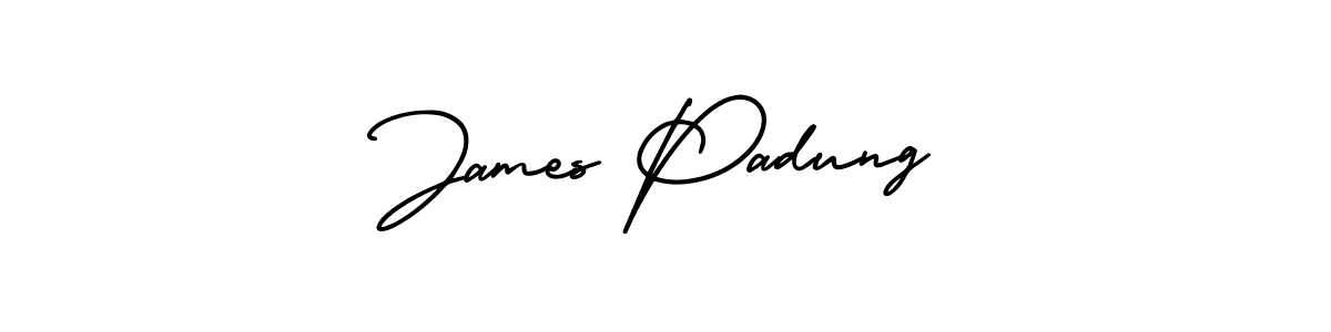 The best way (AmerikaSignatureDemo-Regular) to make a short signature is to pick only two or three words in your name. The name James Padung include a total of six letters. For converting this name. James Padung signature style 3 images and pictures png