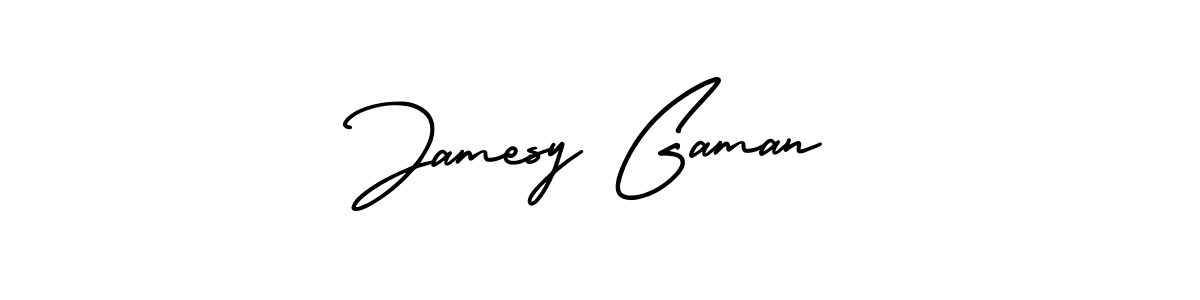 You should practise on your own different ways (AmerikaSignatureDemo-Regular) to write your name (Jamesy Gaman) in signature. don't let someone else do it for you. Jamesy Gaman signature style 3 images and pictures png