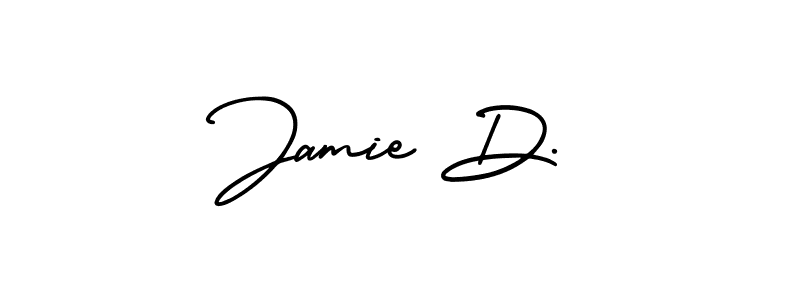 The best way (AmerikaSignatureDemo-Regular) to make a short signature is to pick only two or three words in your name. The name Jamie D. include a total of six letters. For converting this name. Jamie D. signature style 3 images and pictures png