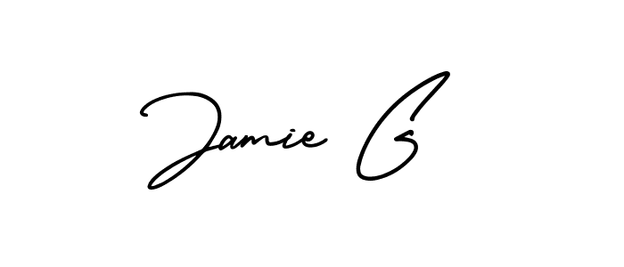 How to make Jamie G name signature. Use AmerikaSignatureDemo-Regular style for creating short signs online. This is the latest handwritten sign. Jamie G signature style 3 images and pictures png
