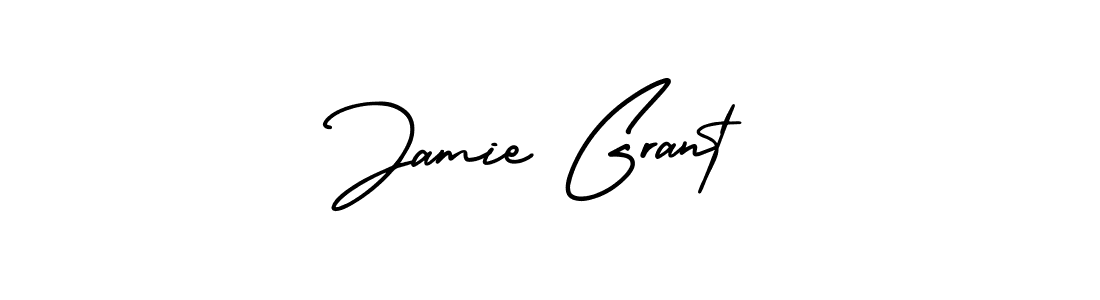 You should practise on your own different ways (AmerikaSignatureDemo-Regular) to write your name (Jamie Grant) in signature. don't let someone else do it for you. Jamie Grant signature style 3 images and pictures png