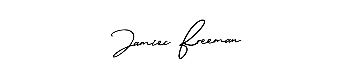 Create a beautiful signature design for name Jamiec Freeman. With this signature (AmerikaSignatureDemo-Regular) fonts, you can make a handwritten signature for free. Jamiec Freeman signature style 3 images and pictures png