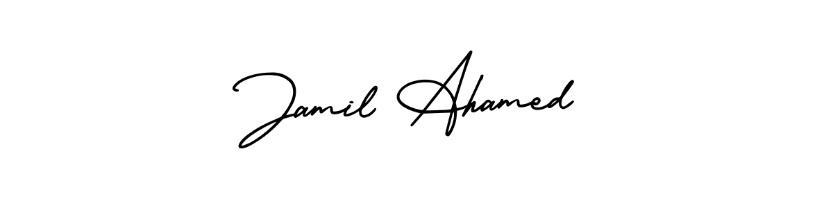 if you are searching for the best signature style for your name Jamil Ahamed. so please give up your signature search. here we have designed multiple signature styles  using AmerikaSignatureDemo-Regular. Jamil Ahamed signature style 3 images and pictures png