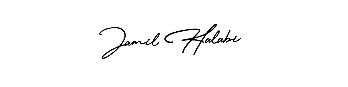 This is the best signature style for the Jamil Halabi name. Also you like these signature font (AmerikaSignatureDemo-Regular). Mix name signature. Jamil Halabi signature style 3 images and pictures png