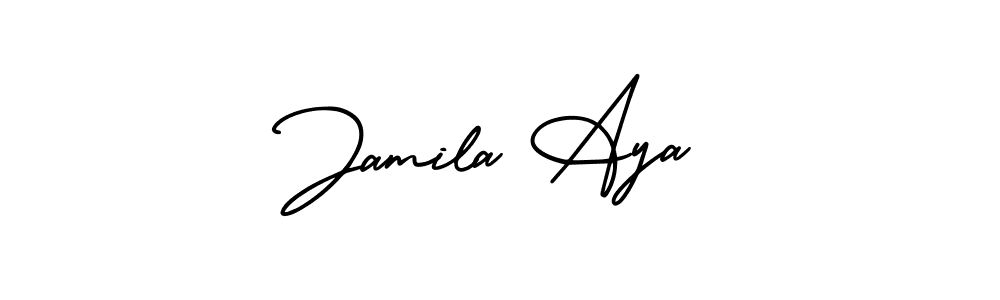 AmerikaSignatureDemo-Regular is a professional signature style that is perfect for those who want to add a touch of class to their signature. It is also a great choice for those who want to make their signature more unique. Get Jamila Aya name to fancy signature for free. Jamila Aya signature style 3 images and pictures png