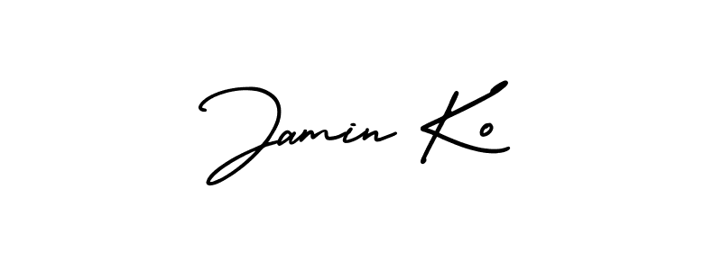 How to Draw Jamin Ko signature style? AmerikaSignatureDemo-Regular is a latest design signature styles for name Jamin Ko. Jamin Ko signature style 3 images and pictures png