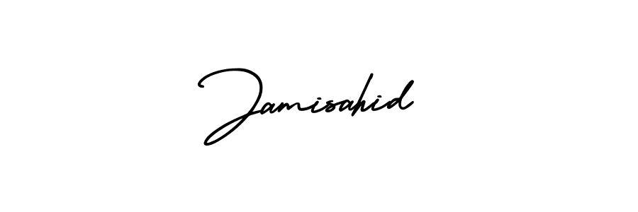 The best way (AmerikaSignatureDemo-Regular) to make a short signature is to pick only two or three words in your name. The name Jamisahid include a total of six letters. For converting this name. Jamisahid signature style 3 images and pictures png