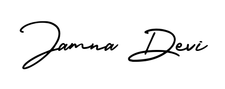 A modern signature idea for name Jamna Devi using AmerikaSignatureDemo-Regular font. Clean strokes and elegant curves make it stand out instantly. Jamna Devi signature style 3 images and pictures png