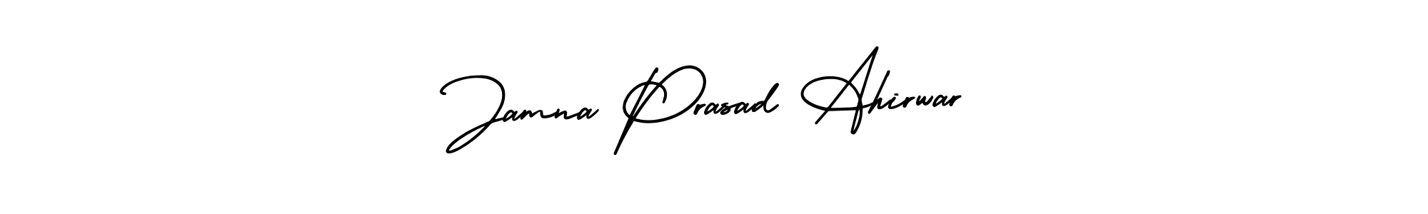 The best way (AmerikaSignatureDemo-Regular) to make a short signature is to pick only two or three words in your name. The name Jamna Prasad Ahirwar include a total of six letters. For converting this name. Jamna Prasad Ahirwar signature style 3 images and pictures png