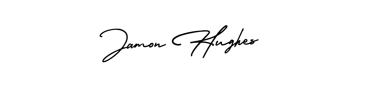 Jamon Hughes stylish signature style. Best Handwritten Sign (AmerikaSignatureDemo-Regular) for my name. Handwritten Signature Collection Ideas for my name Jamon Hughes. Jamon Hughes signature style 3 images and pictures png