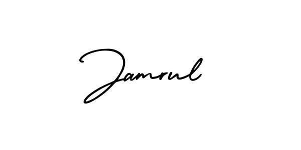 You should practise on your own different ways (AmerikaSignatureDemo-Regular) to write your name (Jamrul) in signature. don't let someone else do it for you. Jamrul signature style 3 images and pictures png
