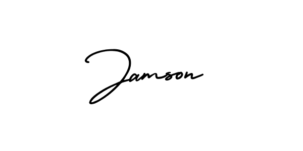 if you are searching for the best signature style for your name Jamson. so please give up your signature search. here we have designed multiple signature styles  using AmerikaSignatureDemo-Regular. Jamson signature style 3 images and pictures png