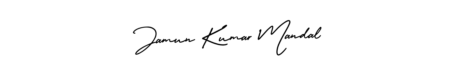 The best way (AmerikaSignatureDemo-Regular) to make a short signature is to pick only two or three words in your name. The name Jamun Kumar Mandal include a total of six letters. For converting this name. Jamun Kumar Mandal signature style 3 images and pictures png