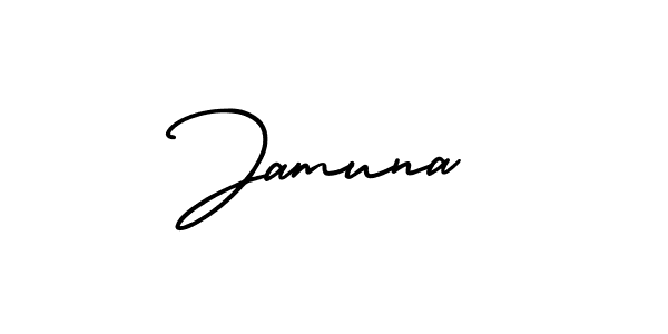 You should practise on your own different ways (AmerikaSignatureDemo-Regular) to write your name (Jamuna) in signature. don't let someone else do it for you. Jamuna signature style 3 images and pictures png
