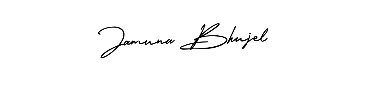 Use a signature maker to create a handwritten signature online. With this signature software, you can design (AmerikaSignatureDemo-Regular) your own signature for name Jamuna Bhujel. Jamuna Bhujel signature style 3 images and pictures png