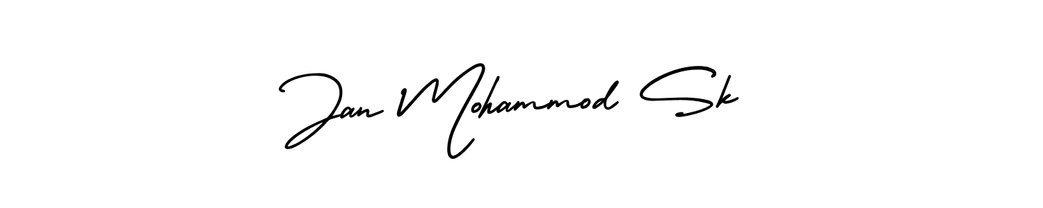 The best way (AmerikaSignatureDemo-Regular) to make a short signature is to pick only two or three words in your name. The name Jan Mohammod Sk include a total of six letters. For converting this name. Jan Mohammod Sk signature style 3 images and pictures png