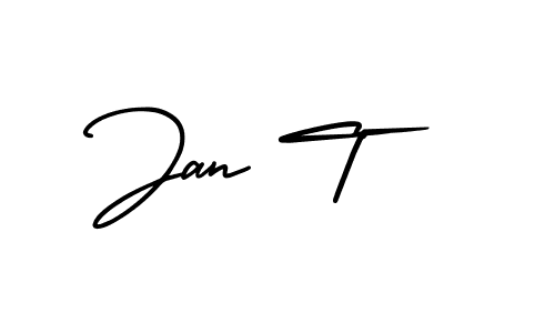 Use a signature maker to create a handwritten signature online. With this signature software, you can design (AmerikaSignatureDemo-Regular) your own signature for name Jan T. Jan T signature style 3 images and pictures png