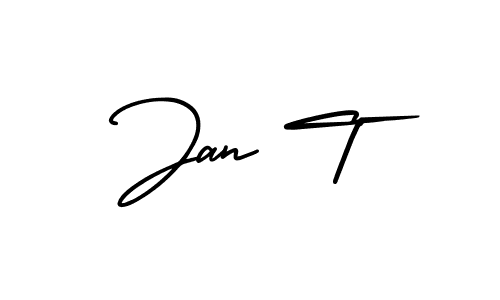 Use a signature maker to create a handwritten signature online. With this signature software, you can design (AmerikaSignatureDemo-Regular) your own signature for name Jan T. Jan T signature style 3 images and pictures png