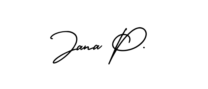 This is the best signature style for the Jana P. name. Also you like these signature font (AmerikaSignatureDemo-Regular). Mix name signature. Jana P. signature style 3 images and pictures png