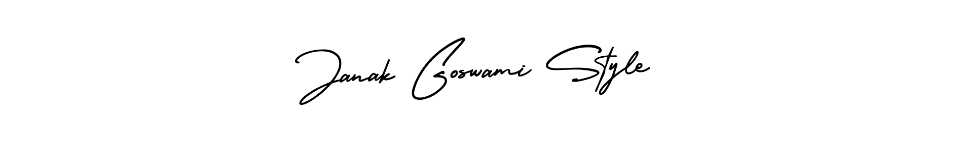 The best way (AmerikaSignatureDemo-Regular) to make a short signature is to pick only two or three words in your name. The name Janak Goswami Style include a total of six letters. For converting this name. Janak Goswami Style signature style 3 images and pictures png