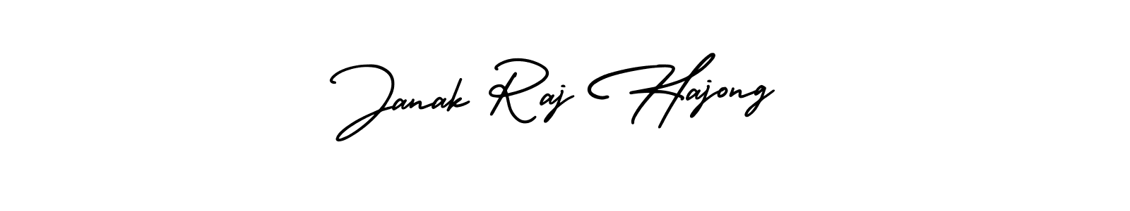 You should practise on your own different ways (AmerikaSignatureDemo-Regular) to write your name (Janak Raj Hajong) in signature. don't let someone else do it for you. Janak Raj Hajong signature style 3 images and pictures png