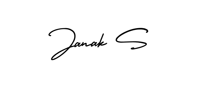 The best way (AmerikaSignatureDemo-Regular) to make a short signature is to pick only two or three words in your name. The name Janak S include a total of six letters. For converting this name. Janak S signature style 3 images and pictures png