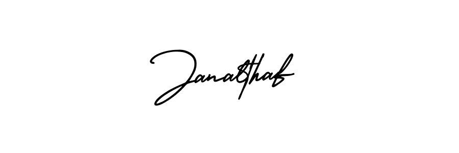 The best way (AmerikaSignatureDemo-Regular) to make a short signature is to pick only two or three words in your name. The name Janalthaf include a total of six letters. For converting this name. Janalthaf signature style 3 images and pictures png