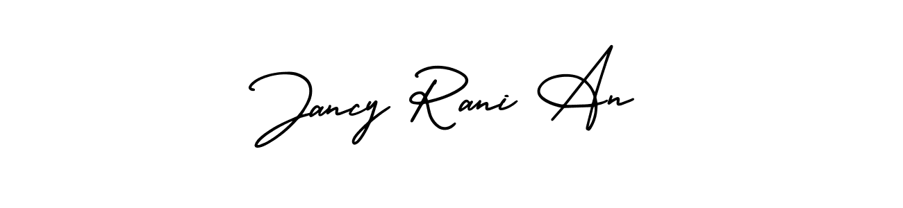 This is the best signature style for the Jancy Rani An name. Also you like these signature font (AmerikaSignatureDemo-Regular). Mix name signature. Jancy Rani An signature style 3 images and pictures png