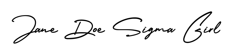 A classic penmanship look for Jane Doe Sigma Girl. The AmerikaSignatureDemo-Regular font brings timeless elegance and confidence to every signed document. Jane Doe Sigma Girl signature style 3 images and pictures png