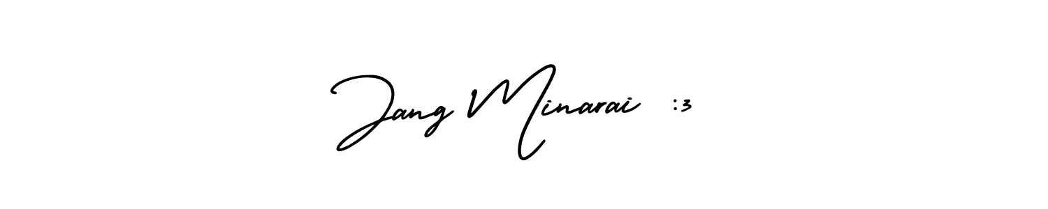 Design your own signature with our free online signature maker. With this signature software, you can create a handwritten (AmerikaSignatureDemo-Regular) signature for name Jang Minarai :3. Jang Minarai :3 signature style 3 images and pictures png