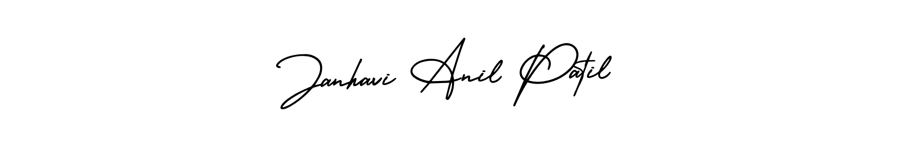 You should practise on your own different ways (AmerikaSignatureDemo-Regular) to write your name (Janhavi Anil Patil) in signature. don't let someone else do it for you. Janhavi Anil Patil signature style 3 images and pictures png