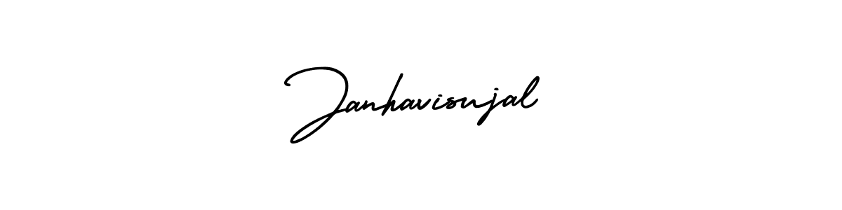 You should practise on your own different ways (AmerikaSignatureDemo-Regular) to write your name (Janhavisujal) in signature. don't let someone else do it for you. Janhavisujal signature style 3 images and pictures png