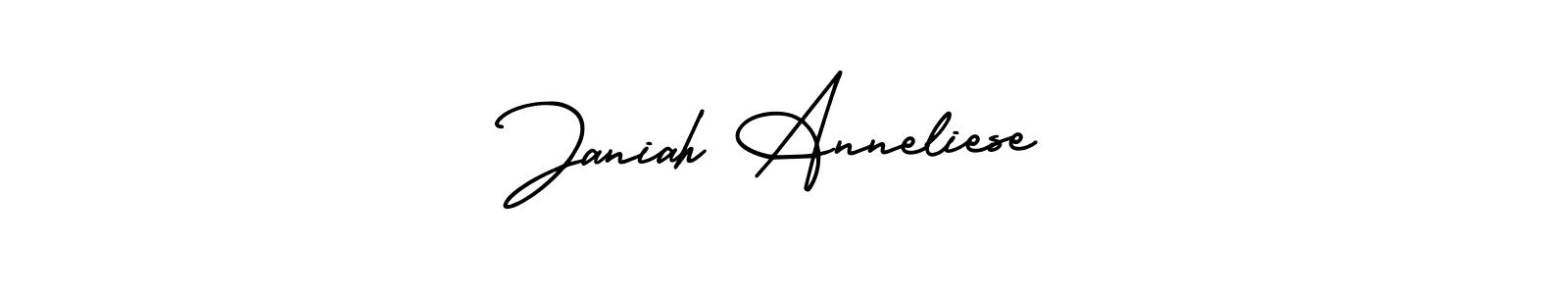 You should practise on your own different ways (AmerikaSignatureDemo-Regular) to write your name (Janiah Anneliese) in signature. don't let someone else do it for you. Janiah Anneliese signature style 3 images and pictures png