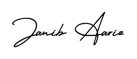 The AmerikaSignatureDemo-Regular typeface gives name Janib Aariz a refined look. Suitable for certificates, diplomas, and official verification. Janib Aariz signature style 3 images and pictures png