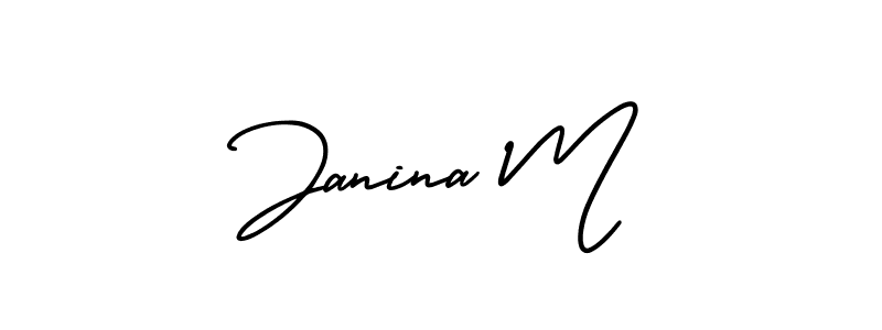 How to make Janina M name signature. Use AmerikaSignatureDemo-Regular style for creating short signs online. This is the latest handwritten sign. Janina M signature style 3 images and pictures png