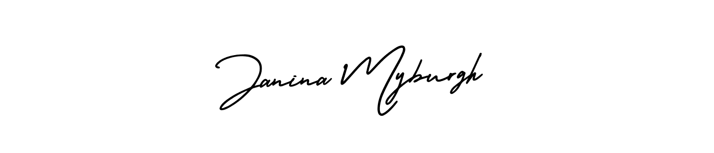 Janina Myburgh stylish signature style. Best Handwritten Sign (AmerikaSignatureDemo-Regular) for my name. Handwritten Signature Collection Ideas for my name Janina Myburgh. Janina Myburgh signature style 3 images and pictures png