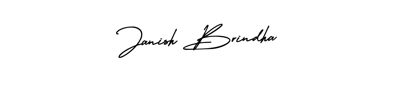 Similarly AmerikaSignatureDemo-Regular is the best handwritten signature design. Signature creator online .You can use it as an online autograph creator for name Janish Brindha. Janish Brindha signature style 3 images and pictures png