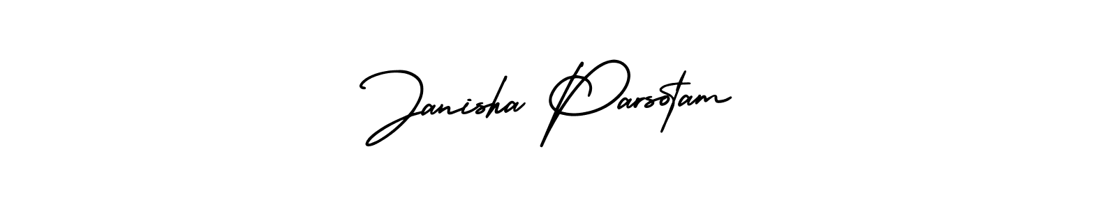 You should practise on your own different ways (AmerikaSignatureDemo-Regular) to write your name (Janisha Parsotam) in signature. don't let someone else do it for you. Janisha Parsotam signature style 3 images and pictures png