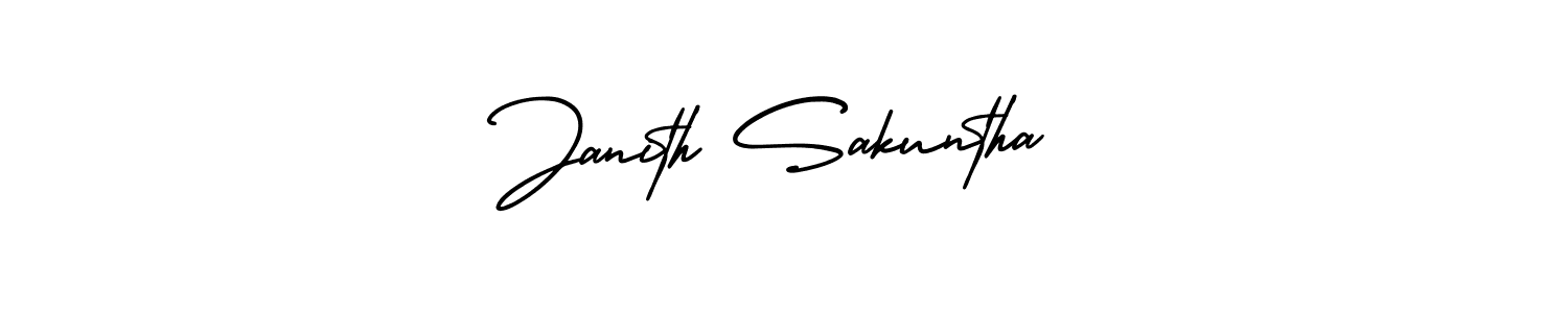 How to Draw Janith Sakuntha signature style? AmerikaSignatureDemo-Regular is a latest design signature styles for name Janith Sakuntha. Janith Sakuntha signature style 3 images and pictures png