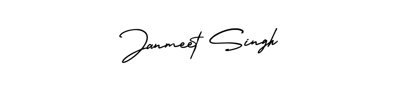 You should practise on your own different ways (AmerikaSignatureDemo-Regular) to write your name (Janmeet Singh) in signature. don't let someone else do it for you. Janmeet Singh signature style 3 images and pictures png